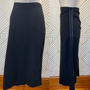 Lafayette 148 New York Black Leather Piped Skirt